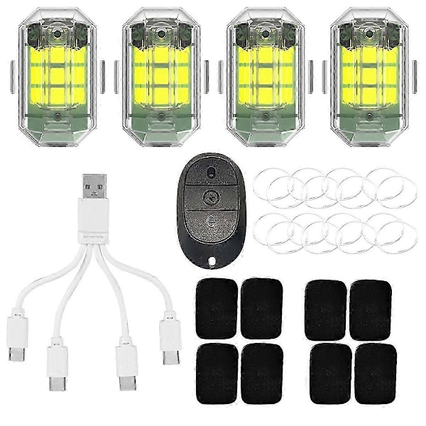 Passer for 4 stk. Fly Strobelys Micro-USB Lading M3 Blinklysindikator Vanntett 3.7V 350mAh Høy B-FO  SHAN  RAN  WANG