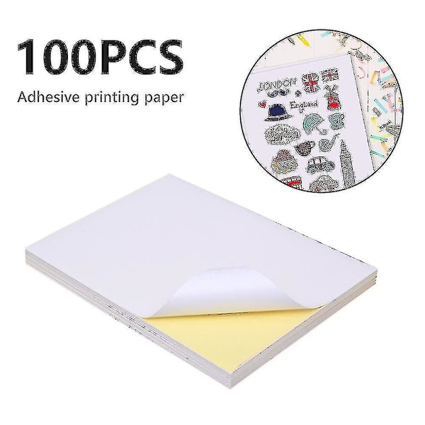 100 kpl Vedenpitävää vinyylitarrapaperia, kiiltävää vinyylitarrapaperia, tulostettavaa vinyylitarrapaperia