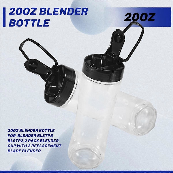 20OZ Blenderflaske for Oster My Blend Blender BLSTPB BLSTP2, 2-pakning Blenderkopp med 2 erstatningsdeler B
