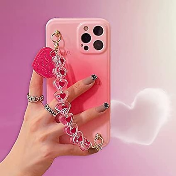 Gradient Skal Kompatibelt med iPhone 12 Pro Skal med Inbyggt Sött Hjärthållare, Färgglatt Fräscht Telefonskal Designat Skal för Kvinnor och Tjejer Kompati