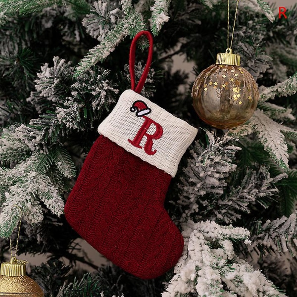 Christmas strumpor stickning brev strumpa dekoration för hem Xmas Tree Ornament style 18