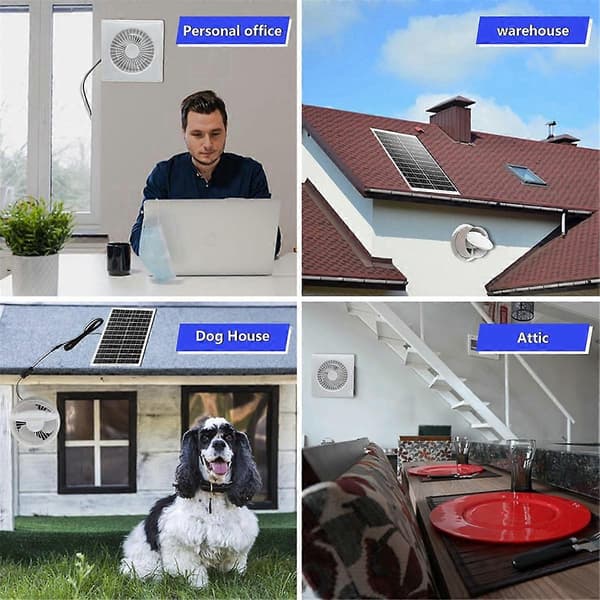 Högvarvig Tyst Solcellsfläkt med 8W Panel, Solcellsfläkt för Ventilation av Hönshus, Grön