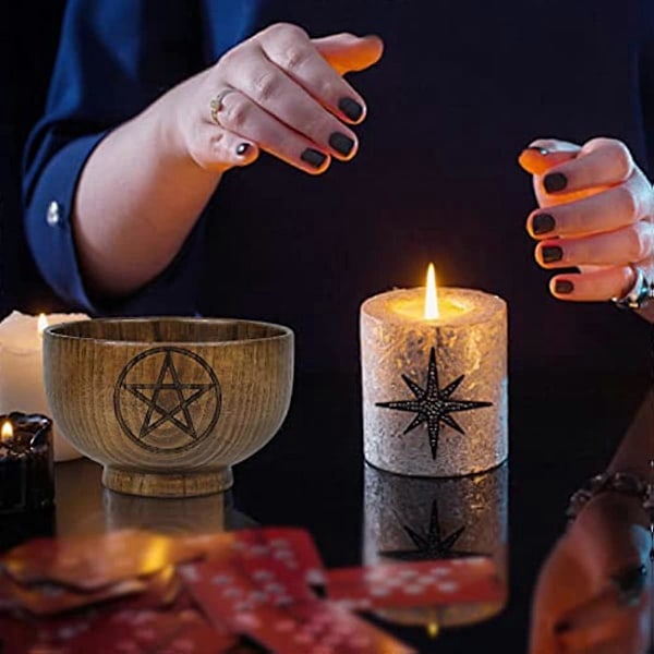 primrosely Handgjorda Träceremoniskålar - Unika Månspådom Astrologiska Verktyg Ceremoniskålar Brädspel Altarskål Häxkonstverktyg för Altare