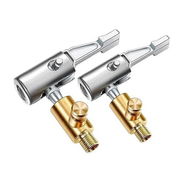 2 st låsbar luftchuck däckpump, metall låsbar däckluftchuck med luftutsläppsventil, 8 mm standard däckventilgänga Copper color&silver