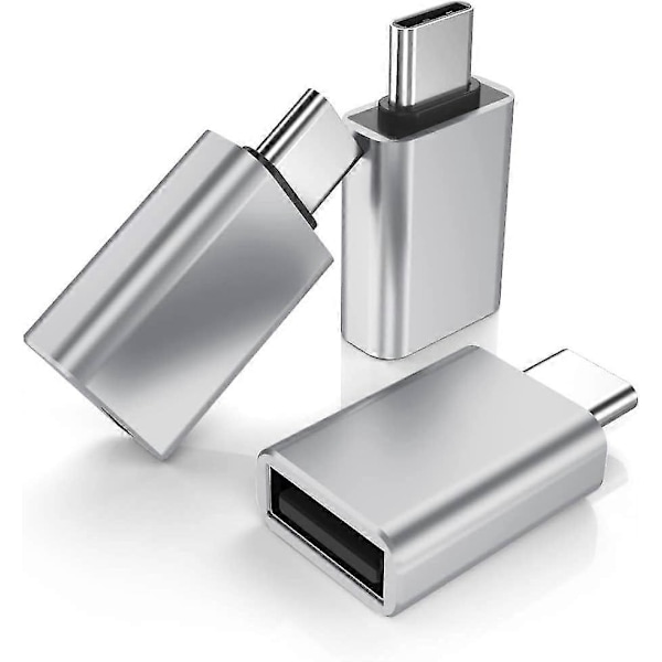 Sølv - 3-pakning USB C Hann til USB 3.0 Hunn Adapter, Thunderbolt 3 Type C Otg Nøkkelkonverter for Macbook Pro 2022, iPad Mini 6 Air 4 5. Gen, Surface Go