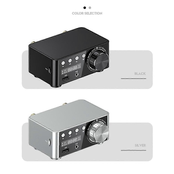 50W + 50W 100W Bluetooth 5.0 Vahvistin Digitaalinen Äänenvahvistin Hopeanharmaa