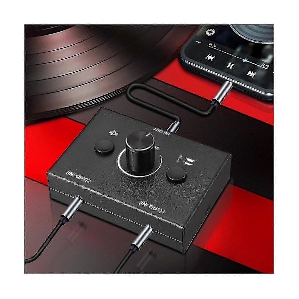 3,5 mm Audio Switch, 2 Indgange 1 Udgang/1 Indgang 2 Udgange Audio Splitter Switch, Audio Switch Box