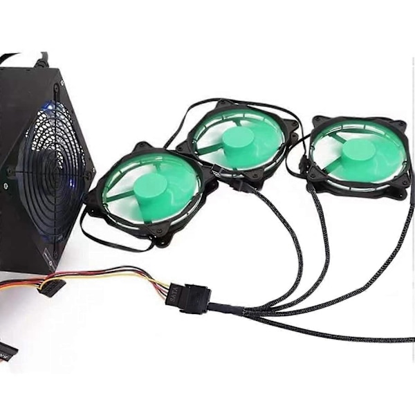 Køleblæser Adapterkabel, 15 Pin SATA til 4 x 3 Pin / 4 Pin 12V PC Kabinet Blæser Strømadapterkabel til