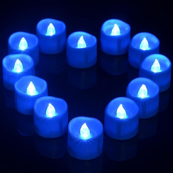 Blå LED Timer Telys, Batteridrevne Flammeløse Telys Elektriske Votivlys For Bryllup B