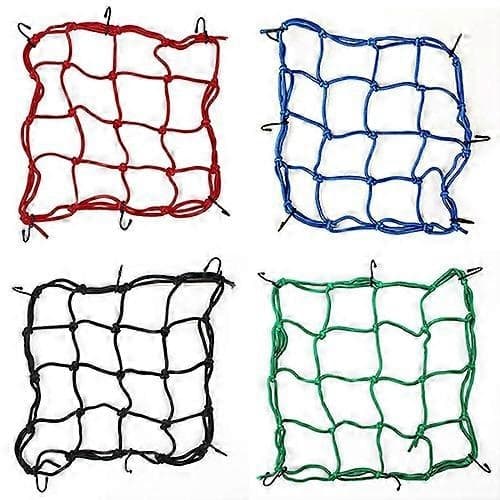 30x30cm Elastisk Motorcykel Netpose - med 6 Kroge - til Hjelm & Bagage & Diverse Holder Blue