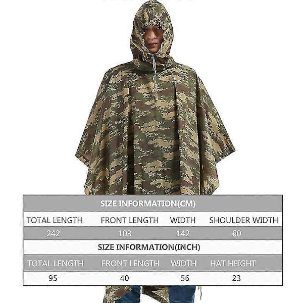 Vanntett Regnfrakk Dame/Herre Jungel Poncho, Regnfrakk