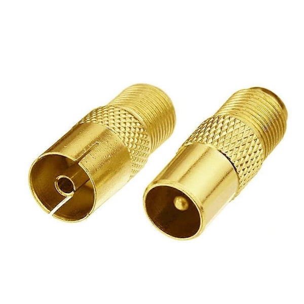 4 stk. F-Type TV Antenne Koaksialkobling, F Type Skrukobling Hunn til RF Koaksial Antenneadapter (F-Type Hunn til TV Hann/Hunn)