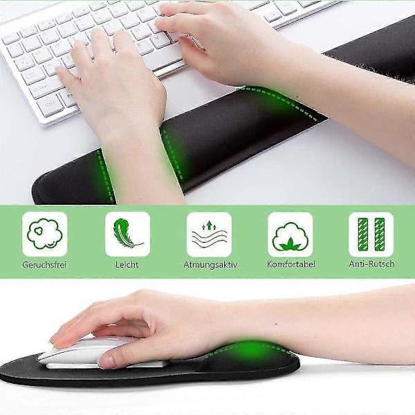 Tastaturhåndleddsstøtte og musematte med håndleddsstøtte, memory foam-sett for datamaskin/laptop/mac, slitesterk og komfortabel og lett for enkel skriving og P