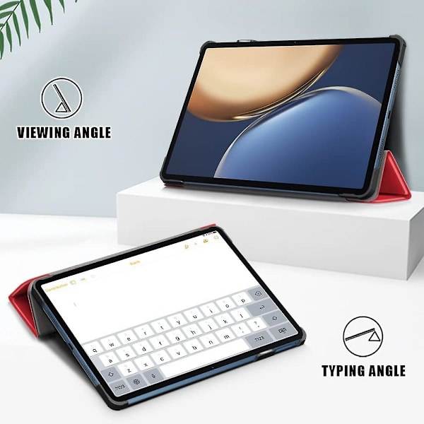 Tablet Cover til Huawei Honor V7 Pro, Tri-Fold Beskyttende Stand Computer Hårdt Cover Slankt Cover med Auto Sleep/Wake Beskyttelsespose (Farve: Rød)