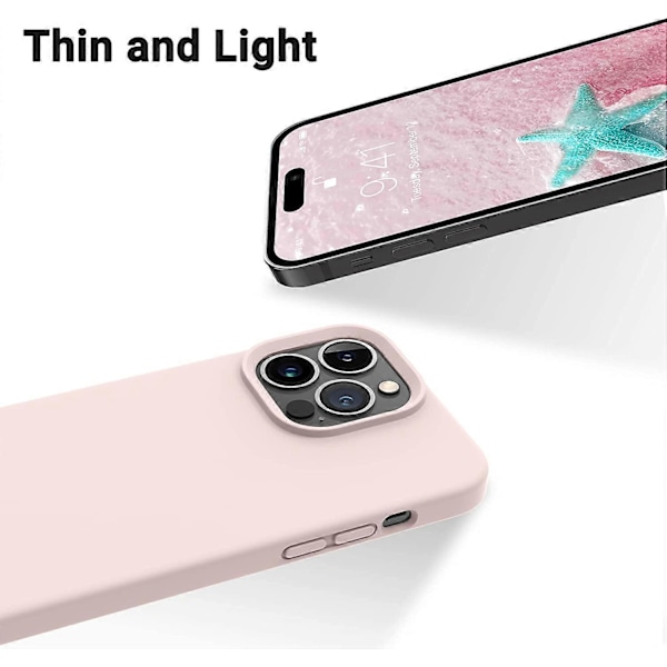 Designet for iPhone 14 Pro Deksel, Silikon Støtsikkert Slankt Tynt Telefondeksel for iPhone 14 Pro 6.1 tommer (Krittrosa)