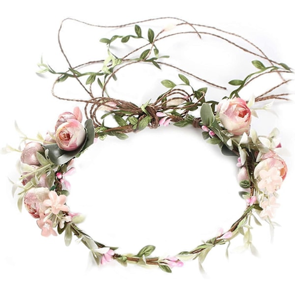 Boho Blomsterkrans Blomsterkrans Hårbøjle Blomsterkrans Krans Blomsterguirlande Hårbøjle Krans Halo