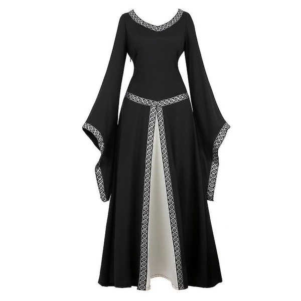 Snabb leverans Kvinnor Renaissance Medeltida långklänning Irländsk spetstrim Trumpetärmar över klänning viktoriansk retro fin klänning Halloween kostym
