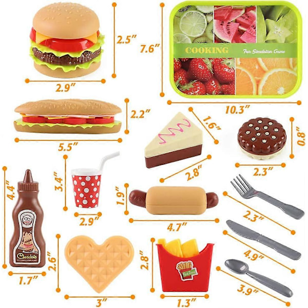 Leker Burger for barn, 20 stk. Leke matsett for barn Småbarn Late som leke mat Falsk mat Leke mat for barn Bursdagsgave