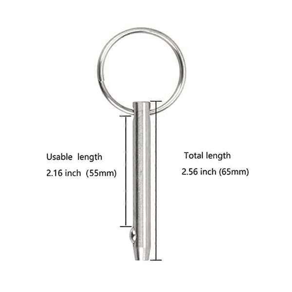8 STK Quick Release Pins Bimini Top Pins, Diameter 1/4in (6,3mm), Samlet Længde 2,56inch (65mm), Marin