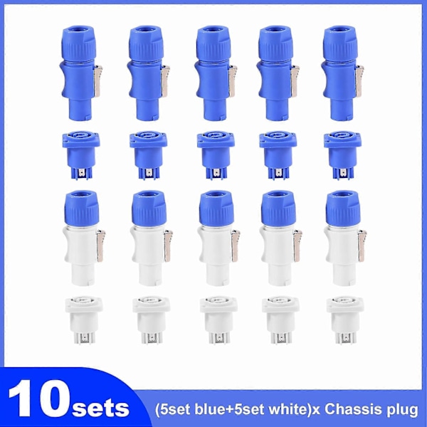 10 Sett Powercon Type A Nac3fca+nac3mpa-1 Chassis Plugg Panel Adapter