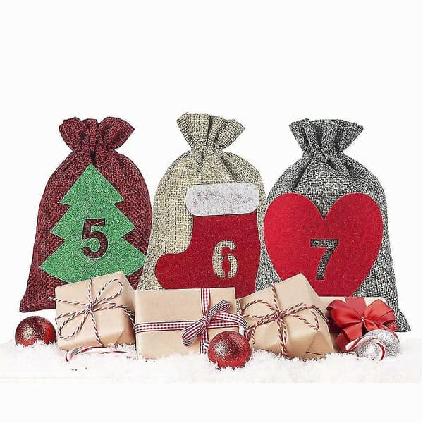 Booster 24 stk. Julegavepose Lin Snøring Munn Nedtelling Advent