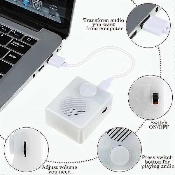 16M Lydboks for Kosedyr, 960 Sekunder Trykknapp Lydboks, USB Stemmeboks Spilleknapp-Bra