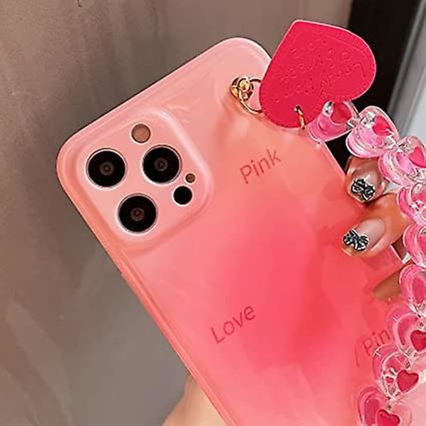 Gradient Skal Kompatibelt med iPhone 12 Pro Skal med Inbyggt Sött Hjärthållare, Färgglatt Fräscht Telefonskal Designat Skal för Kvinnor och Tjejer Kompati