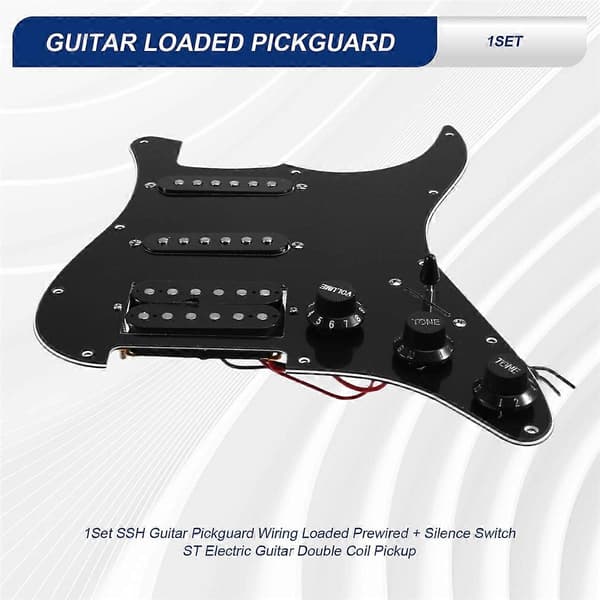 1Set SSH Gitarr Plektrumskydd Kabeldragning Laddad Förkopplad + Dubbel Spole Pickup