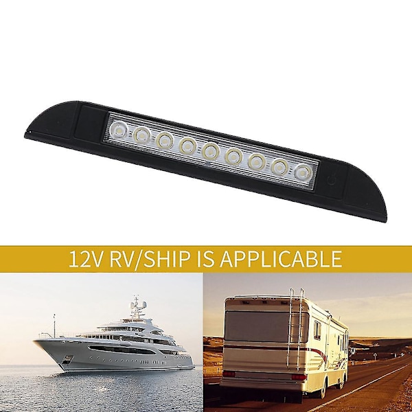 9 LED Markiisivalo 12V 24V Vedenpitävä 256mm Ulkokäyttöön Asuntovaunuvalaisin Musta