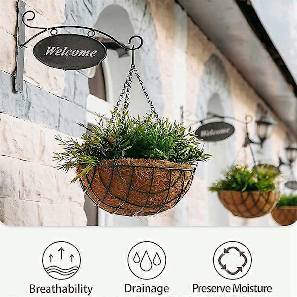 4 stk. Kokos Hængekurv Indsatser 25 cm, Robuste Runde Indsatser til Plantekasser Perfekt Erstatning, 1