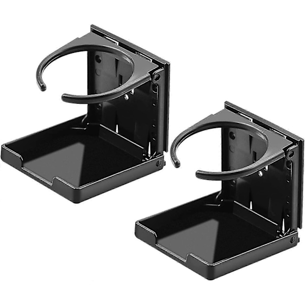 2 kpl Heilwiy auton mukitelinettä, kokoontaitettava juomateline autoon, kuorma-autoon, veneeseen, pakettiautoon - 98 mm, musta