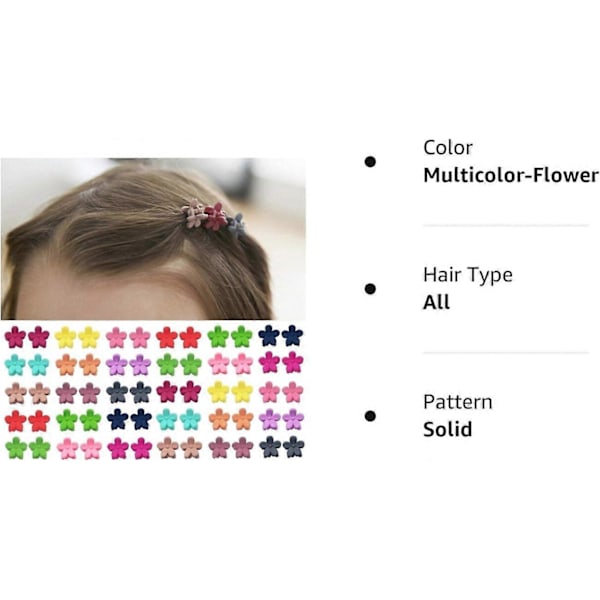 Miracle 60 stk. Mini Hårklemmer til Kvinder, Piger og Børn - Blomster Hårklemmer, Pandehårspinde, Hårtilbehør