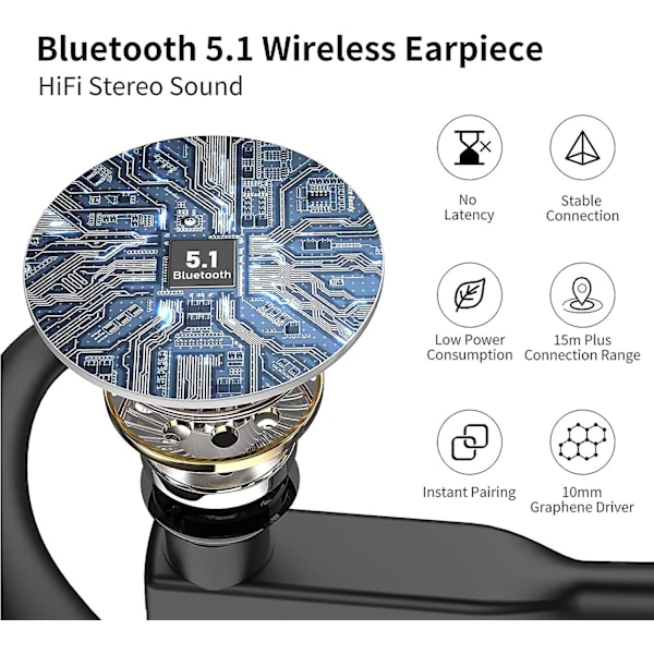 Bluetooth-kuuloke, matkapuhelimen Bluetooth-kuuloke, handsfree-langaton kuuloke mikrofonilla, selkeä ääni