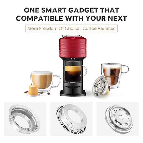 Gjenbrukbar kapseladapter 40ml for Vertuoline Vertuo Next Pop-maskin Kompatibel for Nespresso-kaffe
