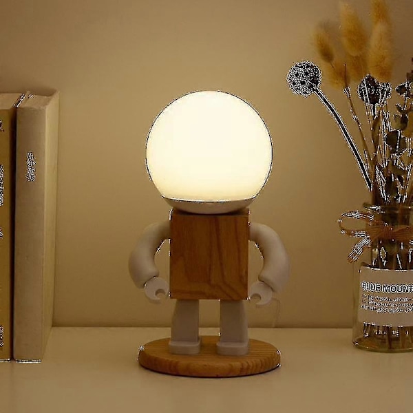 Bordslampa Trärobot Barn Pojke Födelsedagspresent