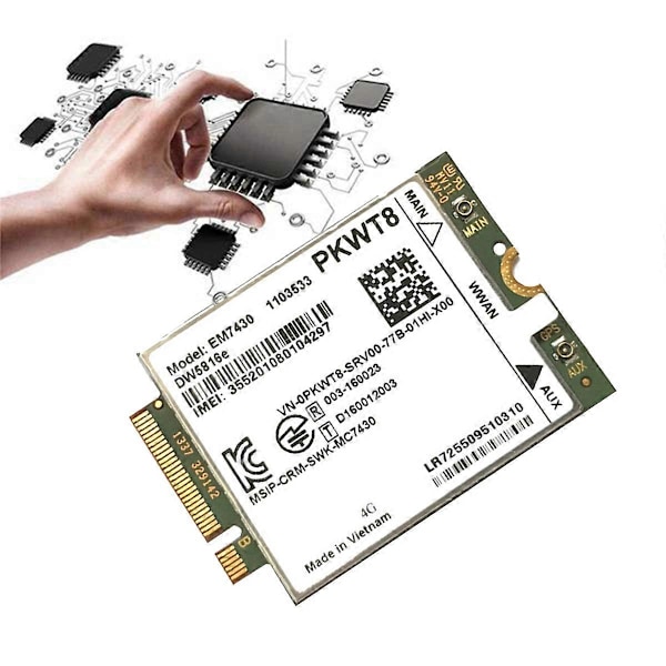 EM7430 DW5816E 4G LTE Modul+2XAntenne GOBI6000 til Dell Latitude 7280 7285 7290 7389 7390 7480 7490