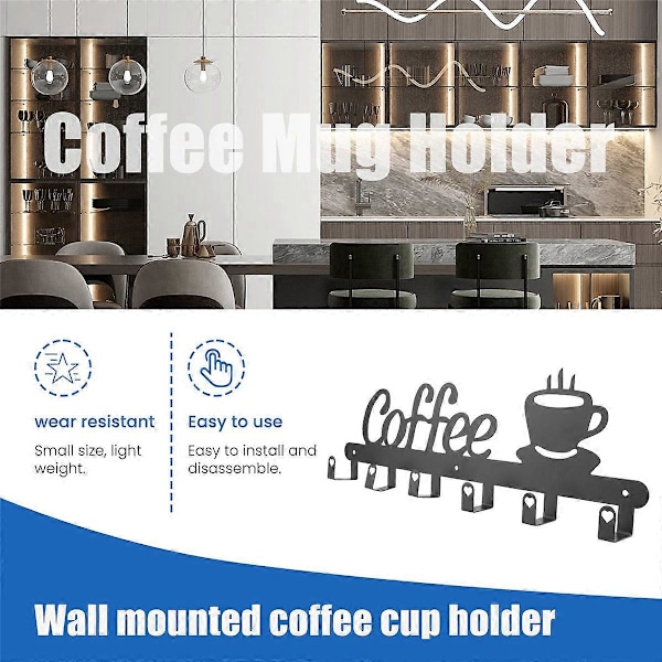 Kaffemugghållare Väggmonterad, Kaffebarsdekor Skylt, Kaffekoppsställ, Kaffeskylt Mugghängare, Co