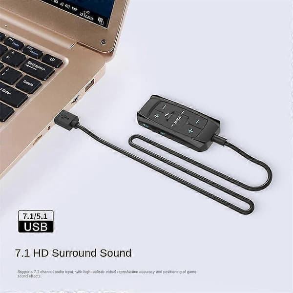 Eksternt lydkort 7.1 Kanal 3D Lydadapter 3.5mm Gaming Headset Høretelefoner Erstatning til Desktop Notebook