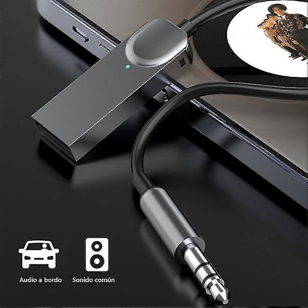 Aux 3.5mm Musikkspiral med Mikrofon USB-drevet HD Lyd o Adapter
