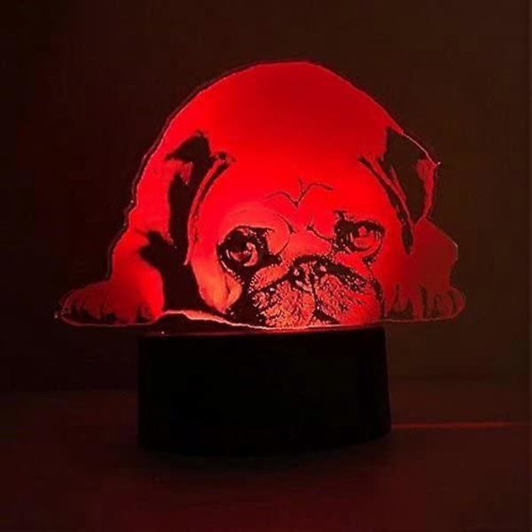 3D Fransk Bulldog Natlampe Sharpei Lampe Bord Skrivebord Optisk Illusion Lamper 7 Farveskiftende Lys LED Bordlampe Jul Hjem Kærlighed Fødselsdag Børn K
