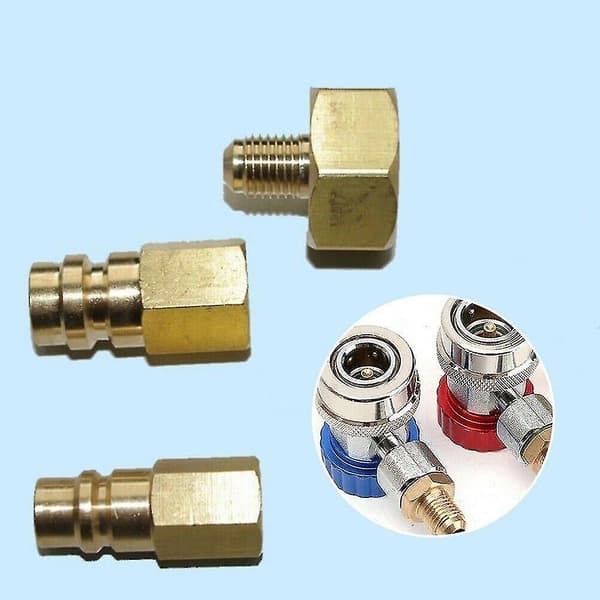 Kjølemiddelflaske Adaptersett For R134a 1/4sae Tråd W21.8 Til 1/4sae