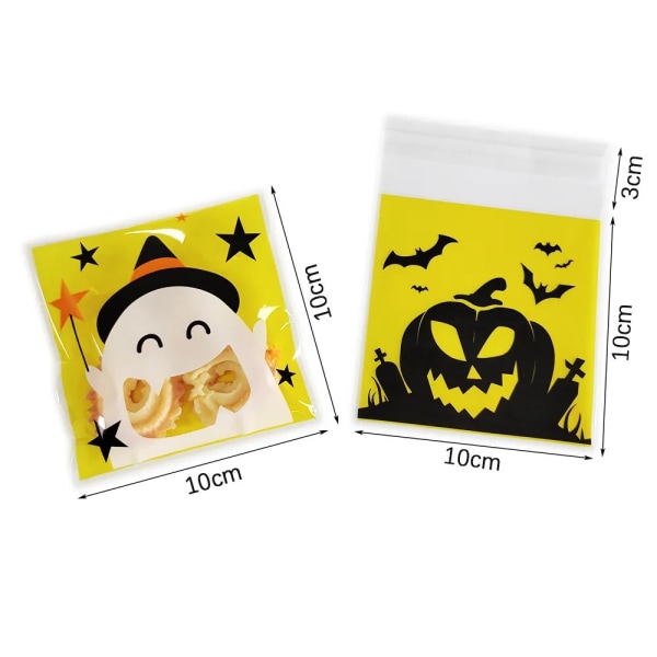 100 st Halloween Godispåsar Konpåse Pumpkin Spider Bat Förpackning Cookie Presentpåse style 20