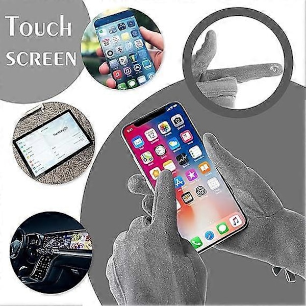 Dame Touch Screen Hansker - Vinter Varme Touchscreen Hansker Dame Termiske Hansker Pelskant Full Finger Votter for Kvinner Jenter Teksting Ski Utendørs G