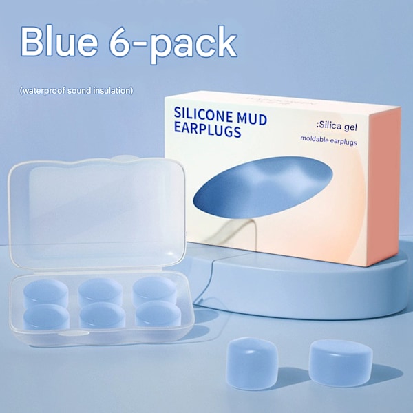 SIAC silikonlera öronproppar för sömn, ljudisolering, vattentät formning, inlärning, anti-buller, snarkning, anti-ljud Blue
