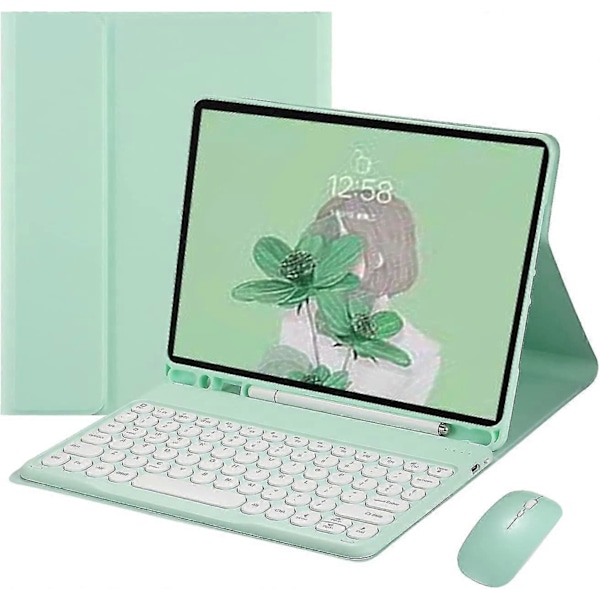 Tangentbordfodral med musfärgat tangentbord Retro runda tangentknappar Söta godisfärger Avtagbart tangentbord