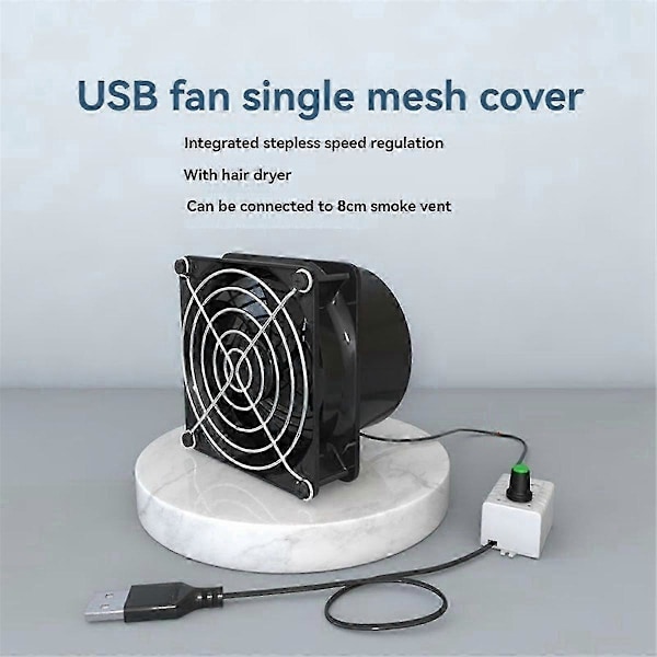 USB Hastighedskontrol Ventilator Røgabsorberende Emhætte Ventilator Rørkanal Udstødningsventilator USB Justerbar Hastighedsventilator