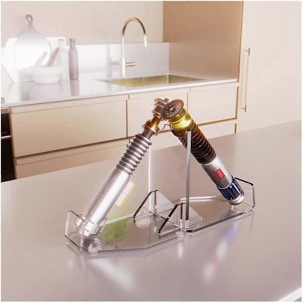 Lys Saber Stativ Skrivebord Dobbelbladet Lys Saber Display Holder Akryl Lys Saber Hilt Stativ Skrivebord