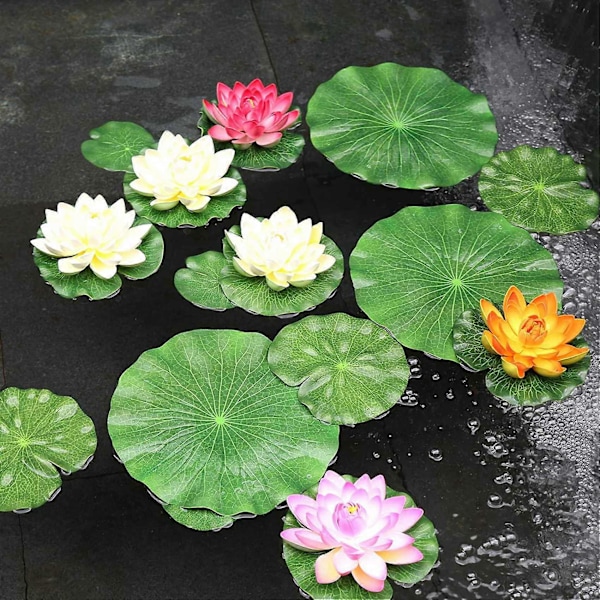 Förpackning med 36 Konstgjorda Flytande Lotusblad av Skum Vattenkuddar Ornament Grön Perfekt för Uteplats Koi F
