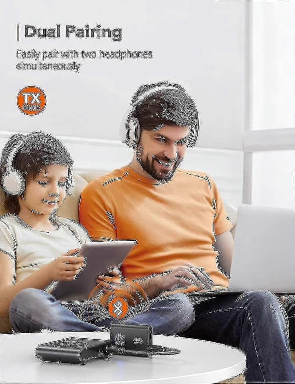 Taotronics Bluetooth 5.0 Sender/Mottaker - 2-i-1 Trådløs Lydadapter (aptX Lav Latens)