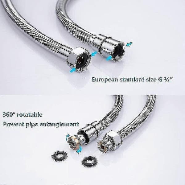 Chrome Dusj- og Dusjsystemer Dusjslange Dusjslange i Rustfritt Stål 2,5 m